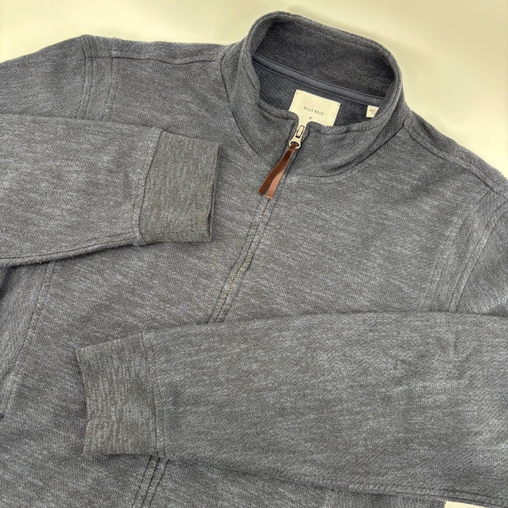 Billy Reid Full Zip Jacket Mens M Charcoal Grey Excellent Textured Mock Neck